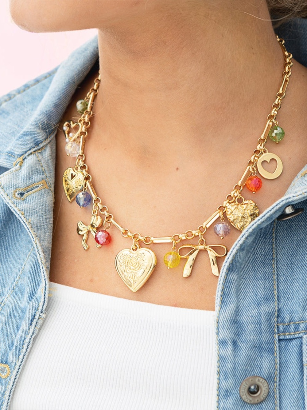 MarleyLilly Beaded Charm Necklace - Women's Jewelry New